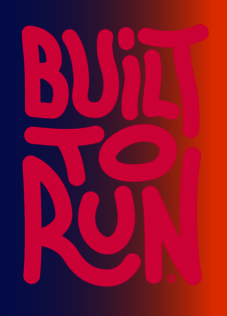 Schriftzug Built to run